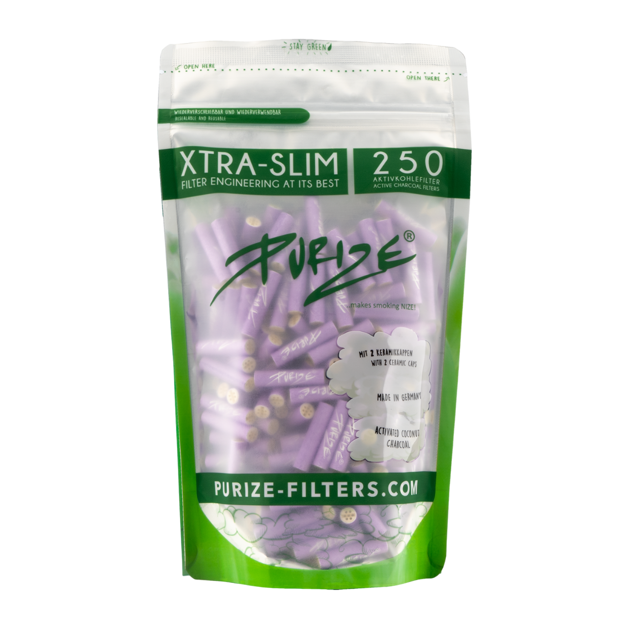 Purize Aktivkohlefilter Xtra Slim 6mm Flieder (Lila) (250 Stück)