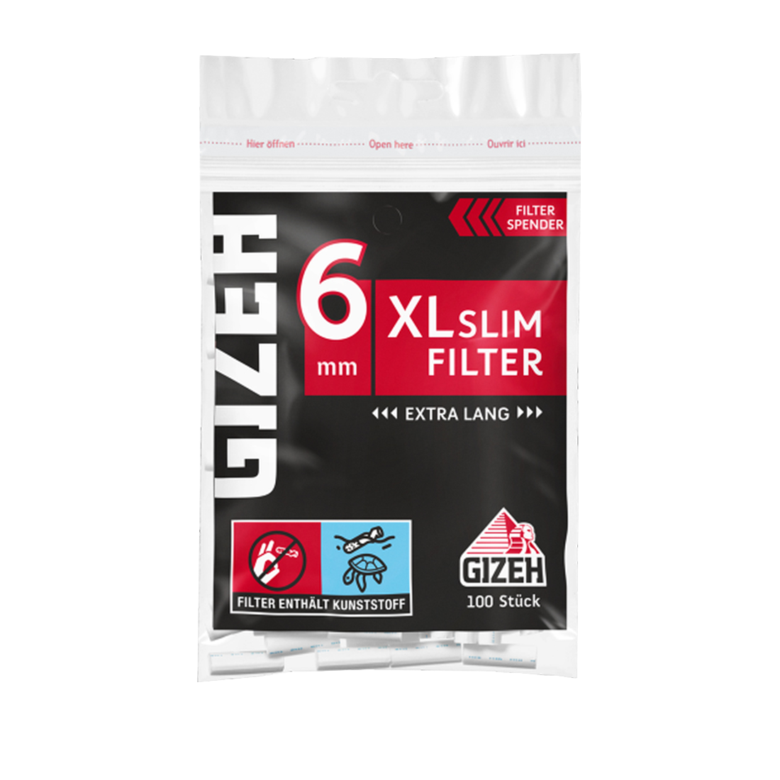Drehen, gizeh, Filter, Zigaretten, Kippen, rolling, XL Filter, Black