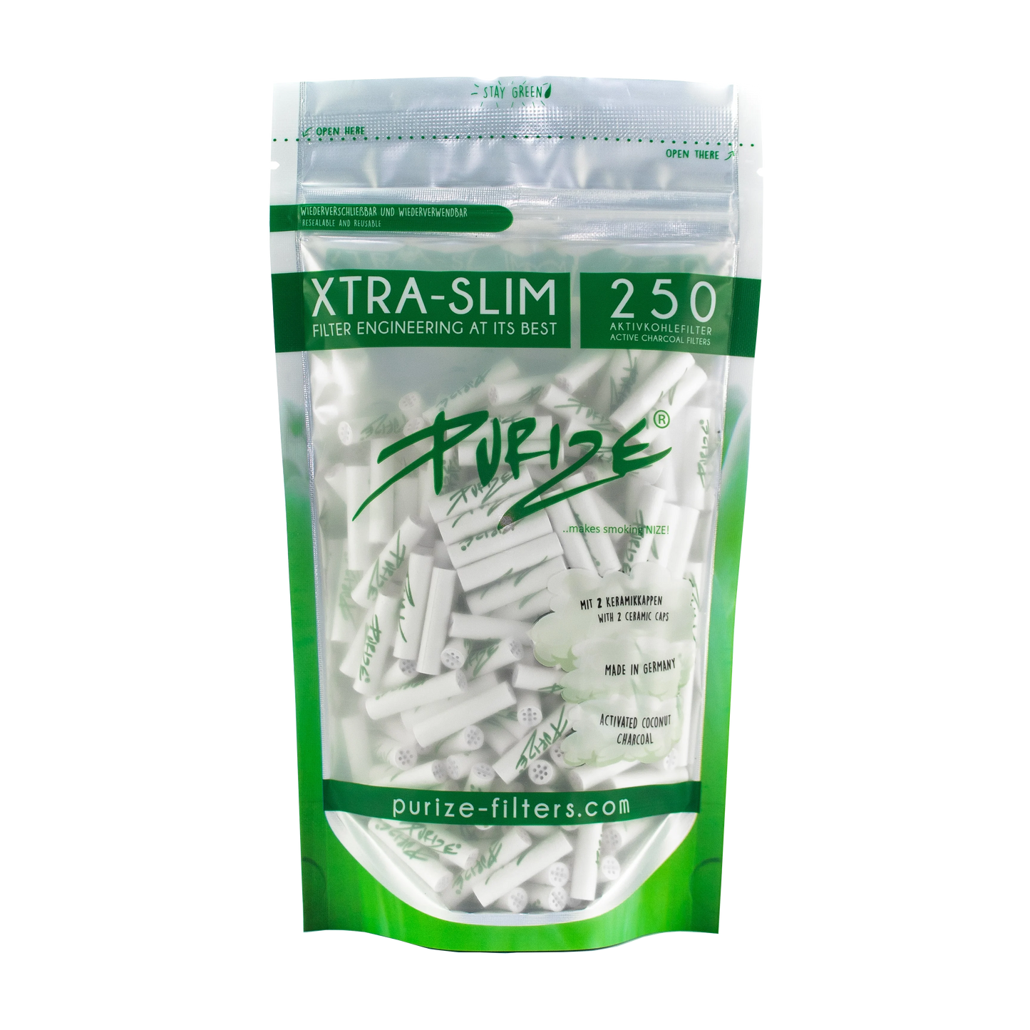 Purize Aktivkohlefilter Xtra Slim 6mm Weiß (250 Stück)