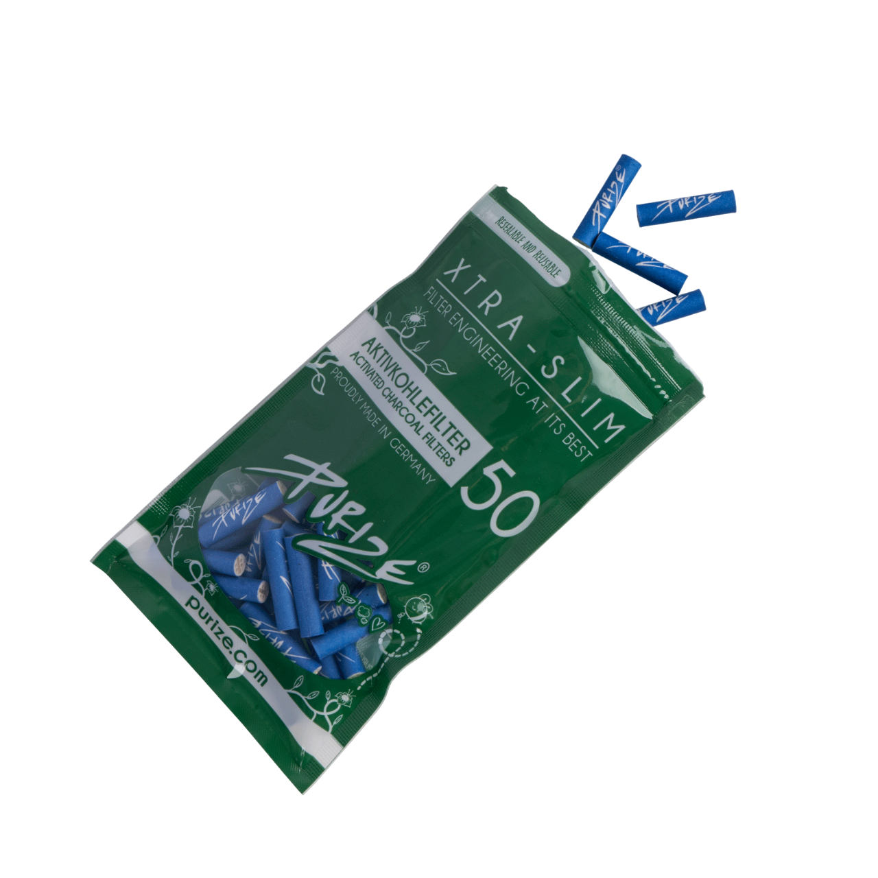 Purize, Puff2Pass, Joint, Aktivkohle, Akti, Xtra-Slim, 6mm, blau, drehen, doobie, spliff, lunte, Joint, drehen