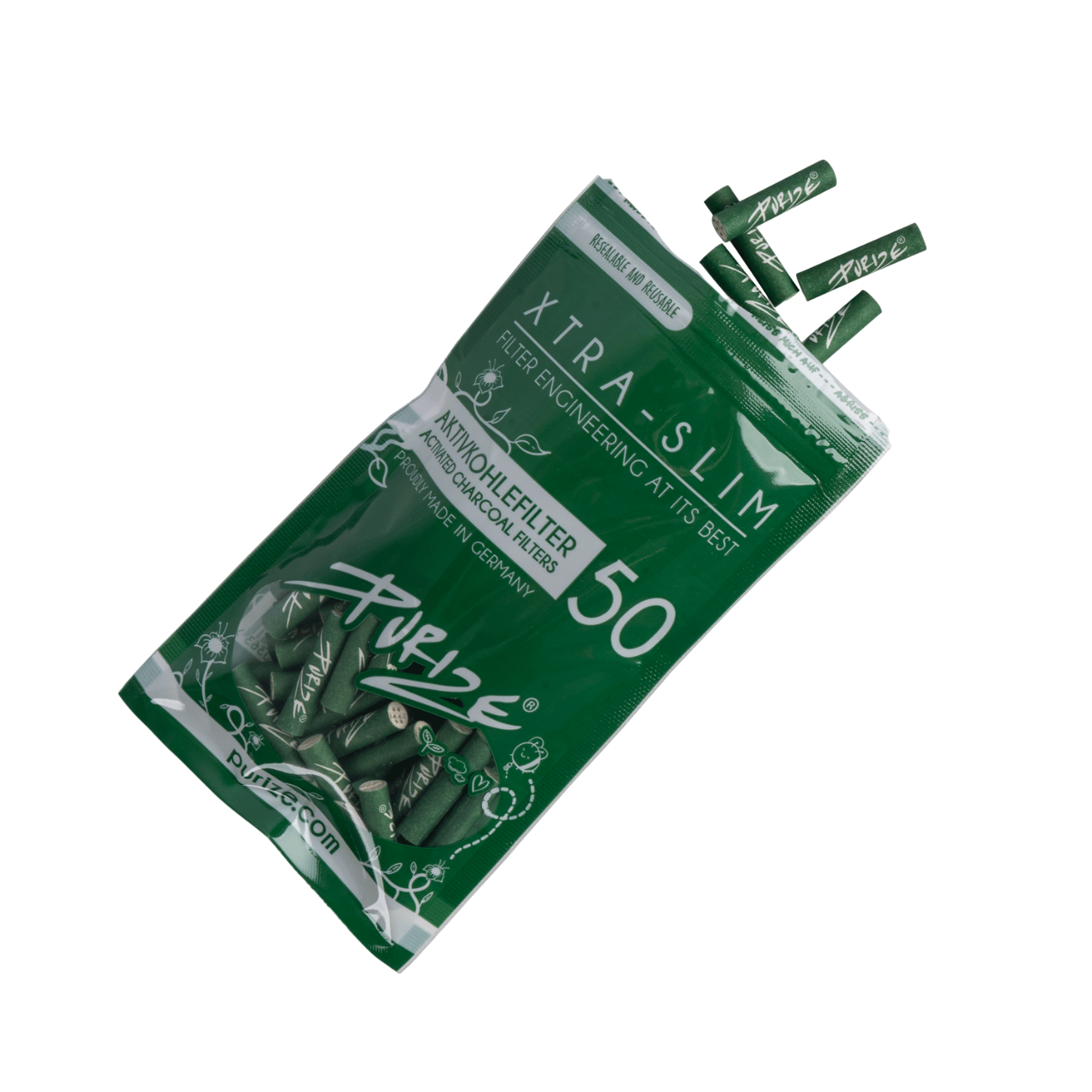 Purize, Puff2Pass, Joint, Aktivkohle, Akti, Xtra-Slim, 6mm, grün, drehen, doobie, spliff, lunte, Joint, drehen