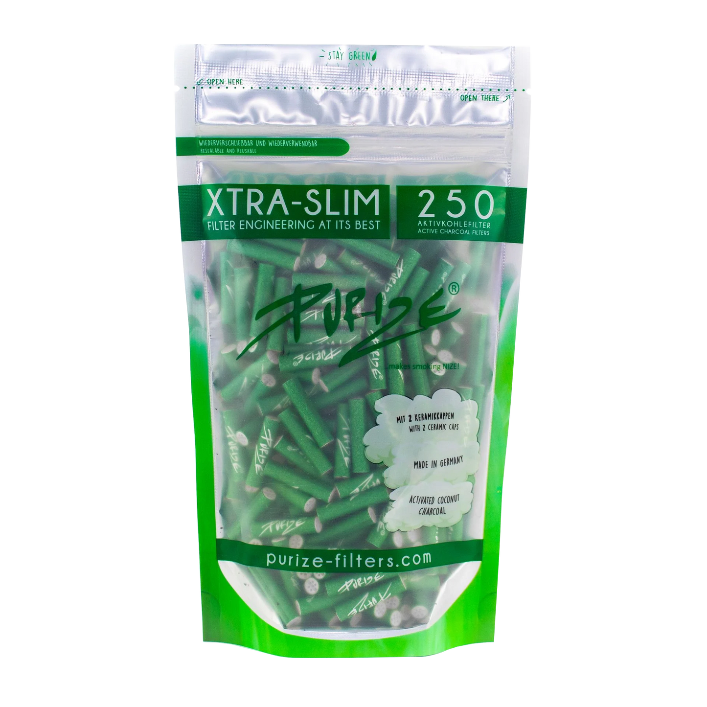 Purize Aktivkohlefilter Xtra Slim 6mm Grün (250 Stück)