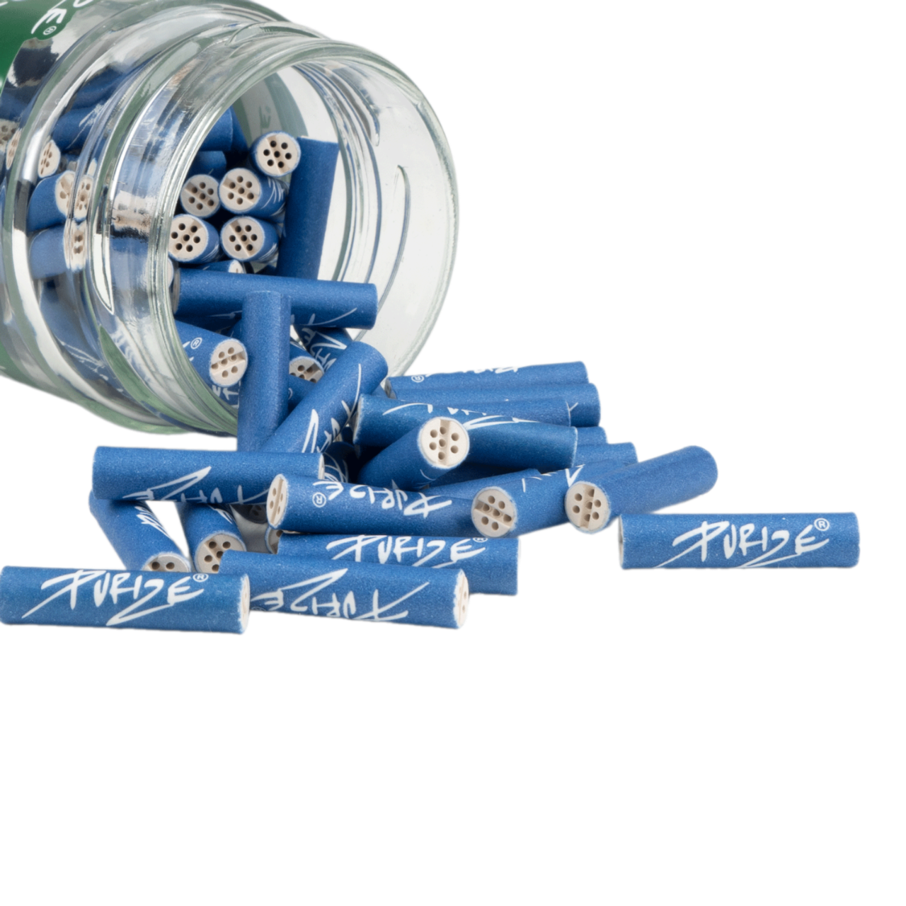 Purize, Puff2Pass, Blau, 100, Glas, Aktivkohle, Activated Carbon Filter