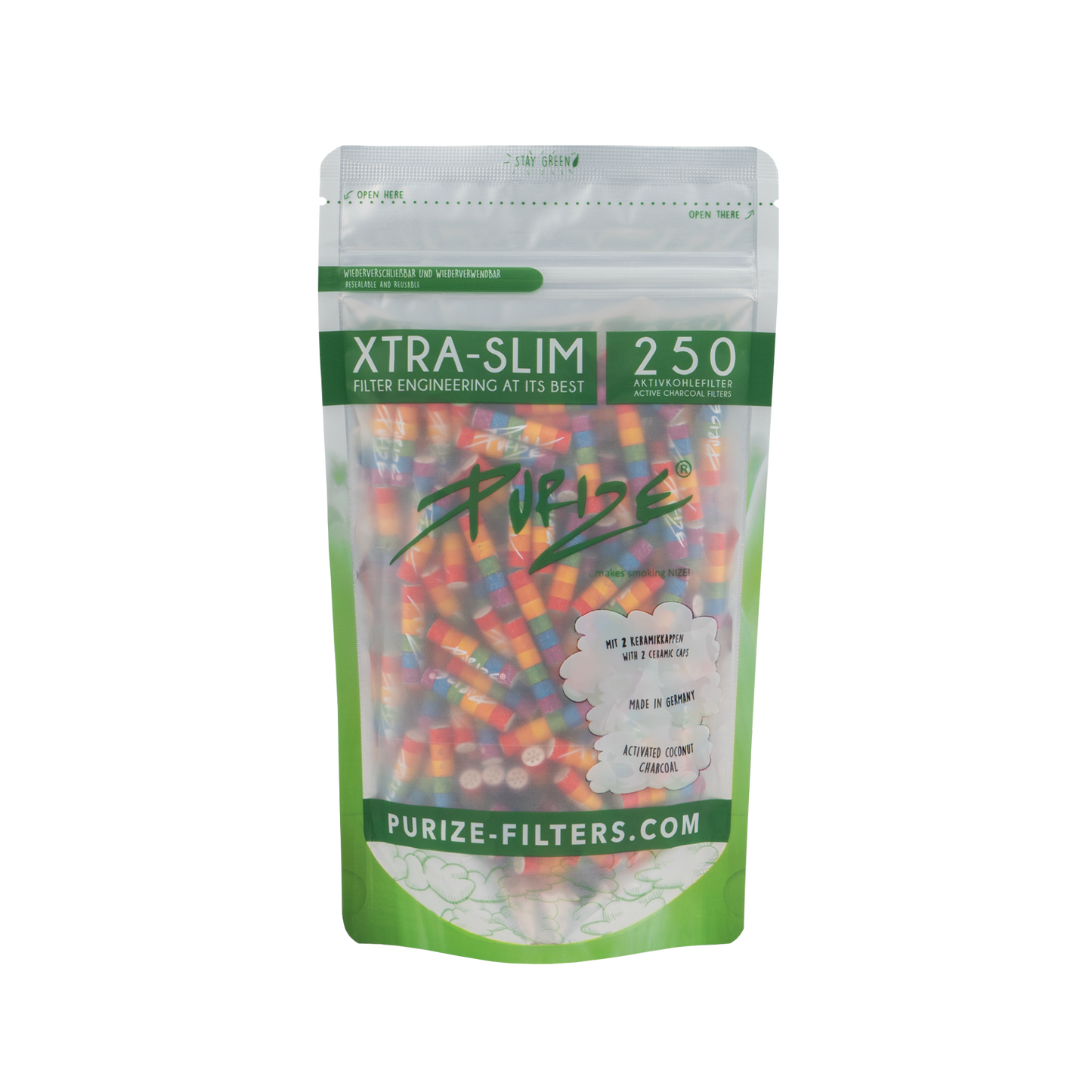 Purize Aktivkohlefilter Xtra Slim 6mm Regenbogen (250 Stück)