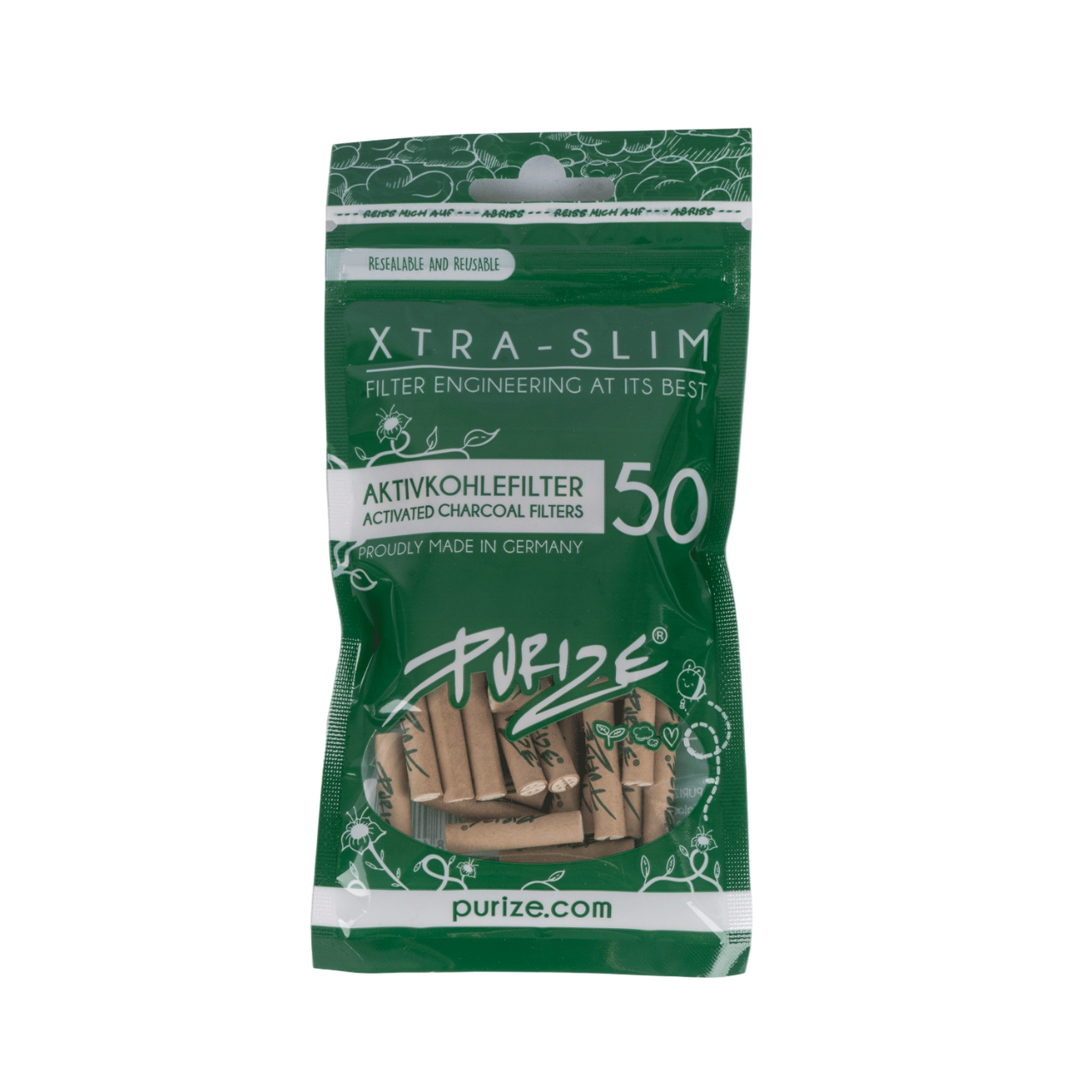 Purize Aktivkohlefilter XTRA Slim 6mm Braun (Organic) (50 Stück)