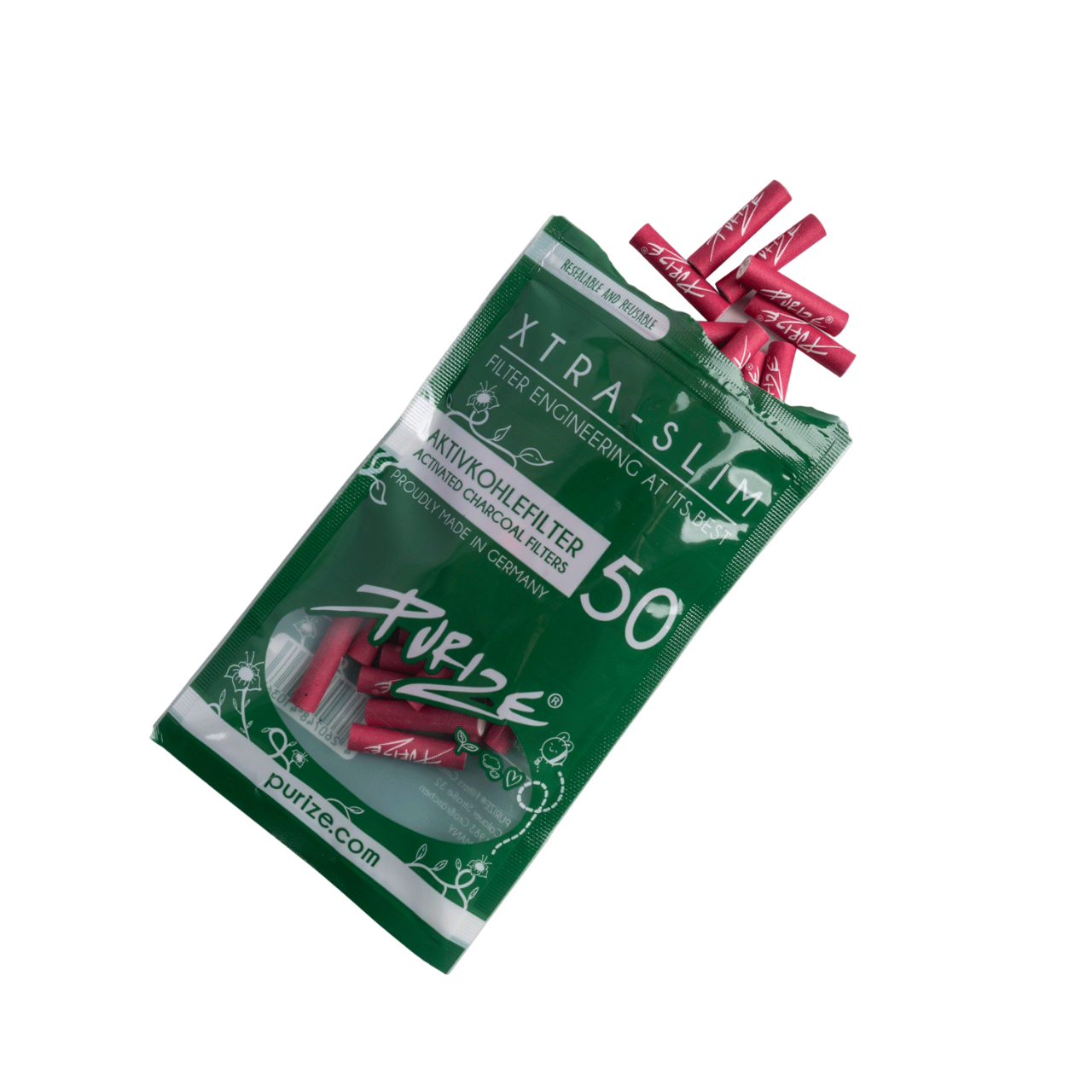 Purize, Puff2Pass, Joint, Aktivkohle, Akti, Xtra-Slim, 6mm, pink, drehen, doobie, spliff, lunte, Joint, drehen