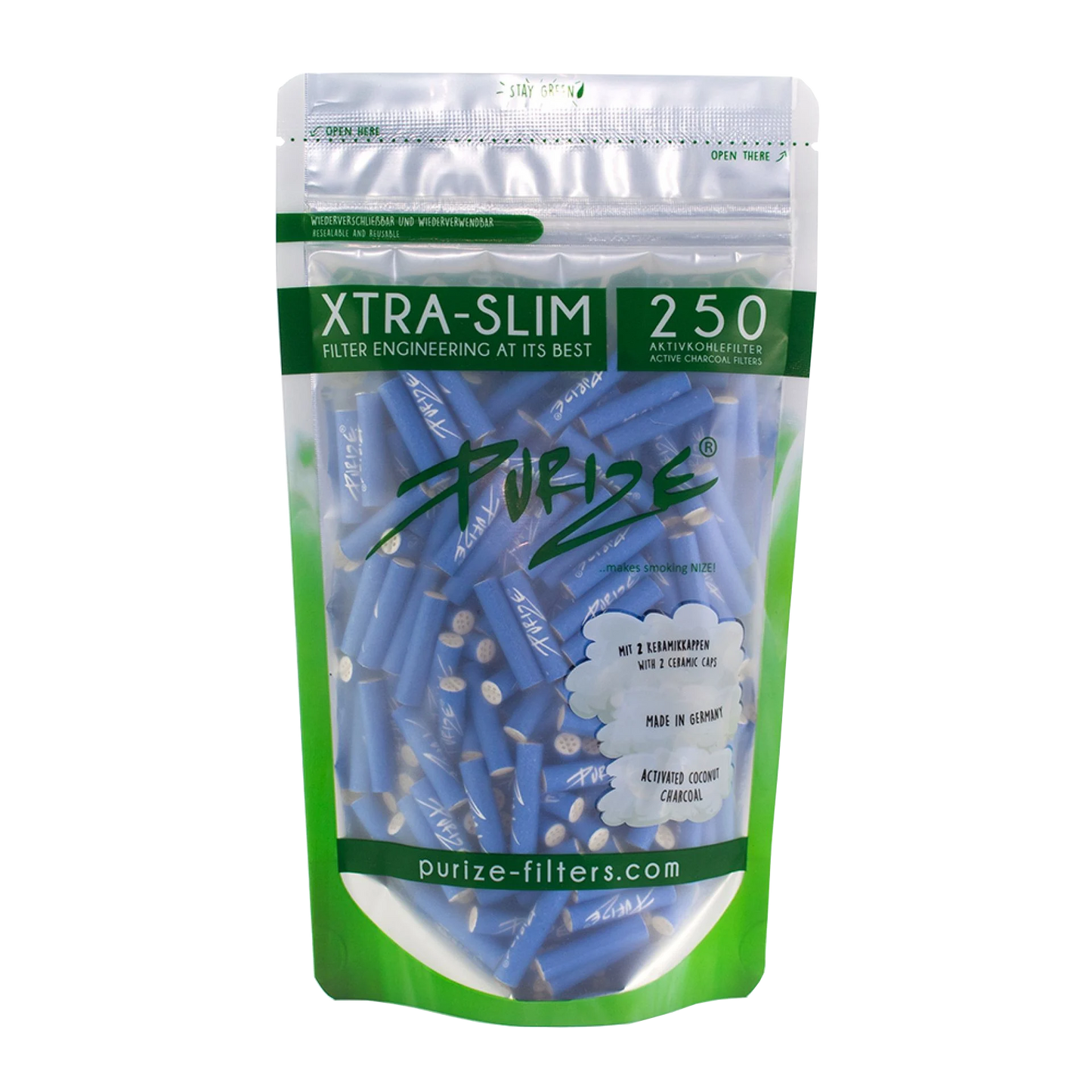 Purize, 250 , Puff2Pass. Aktivkohle. Tips, Xtra-Slim