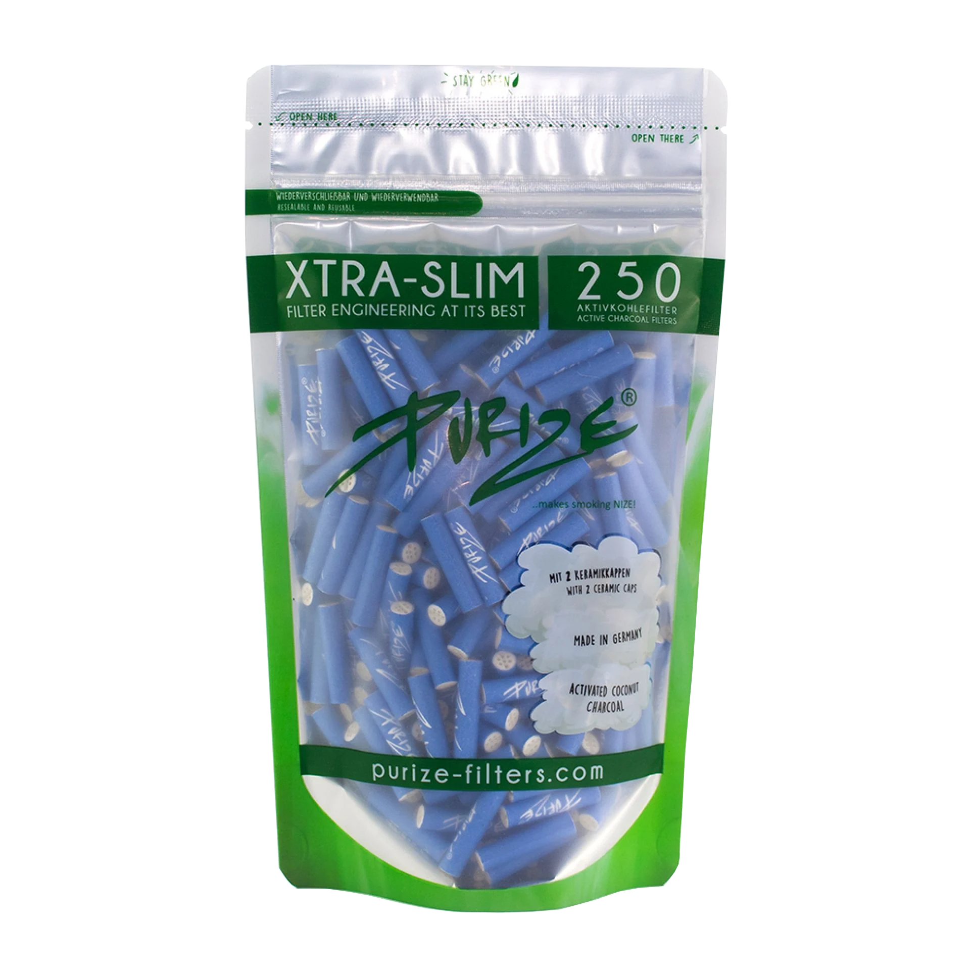 Purize, 250 , Puff2Pass. Aktivkohle. Tips, Xtra-Slim